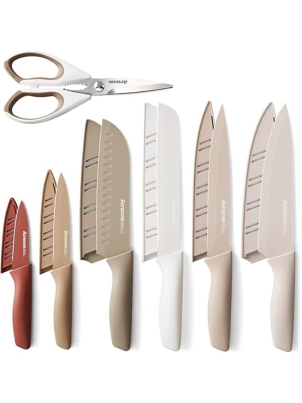 Astercook Knife Set, 13 Pieces Kitchen Knives Set with Healthy Anti-Rust